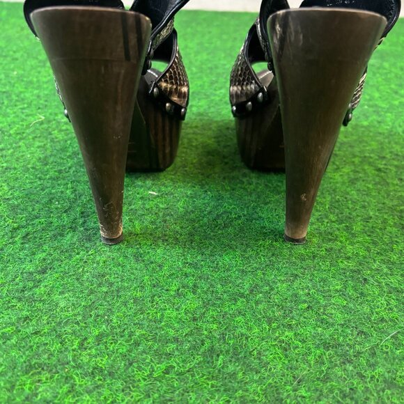 Christain Dior  Python Platform "Feline" Pumps Brown Beige Wooden Size 7.5 - Picture 7 of 7